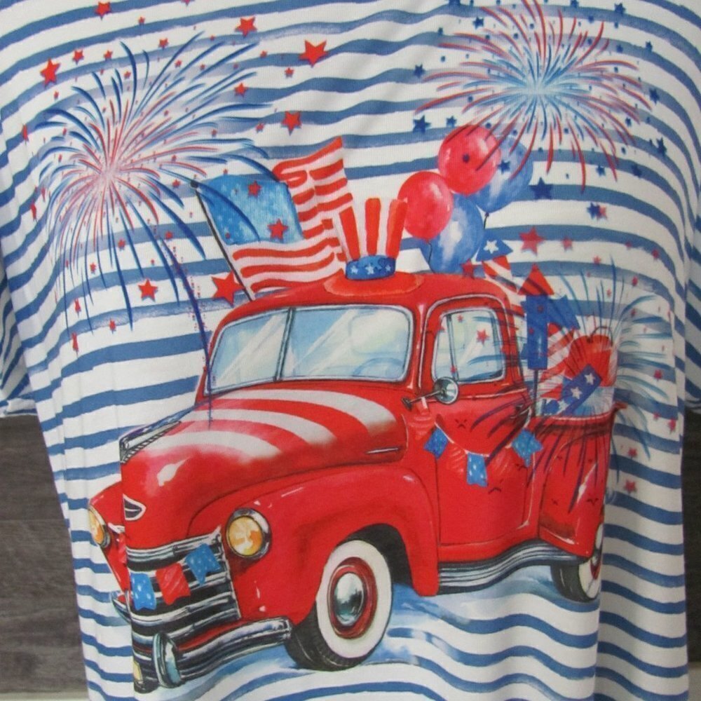 ENERGE WORLD WEAR LADIES SHORT SLEEVE 4TH OF JULY SHIRT - Picture 5 of 13
